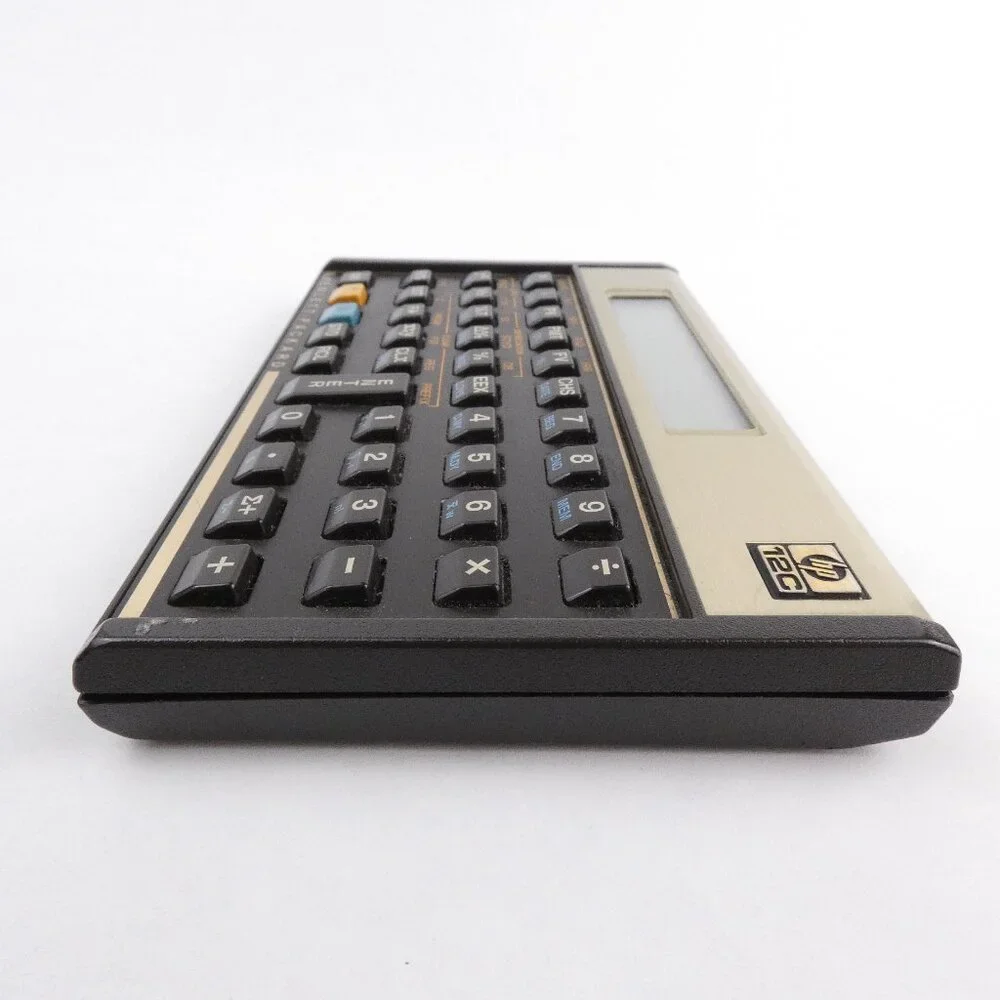 HP 12C Financial Calculator 10-Digit LCD With Case and Batteries Gold Faceplate